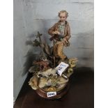 Capodimonte style hunting figure with dogs (AF)