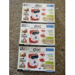 (2342) 3 boxed Doc educational talking robot toys in boxes