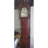 (2186) JM Warry of Bristol mahogany cased grandfather clock with painted face, Arabic numerals and