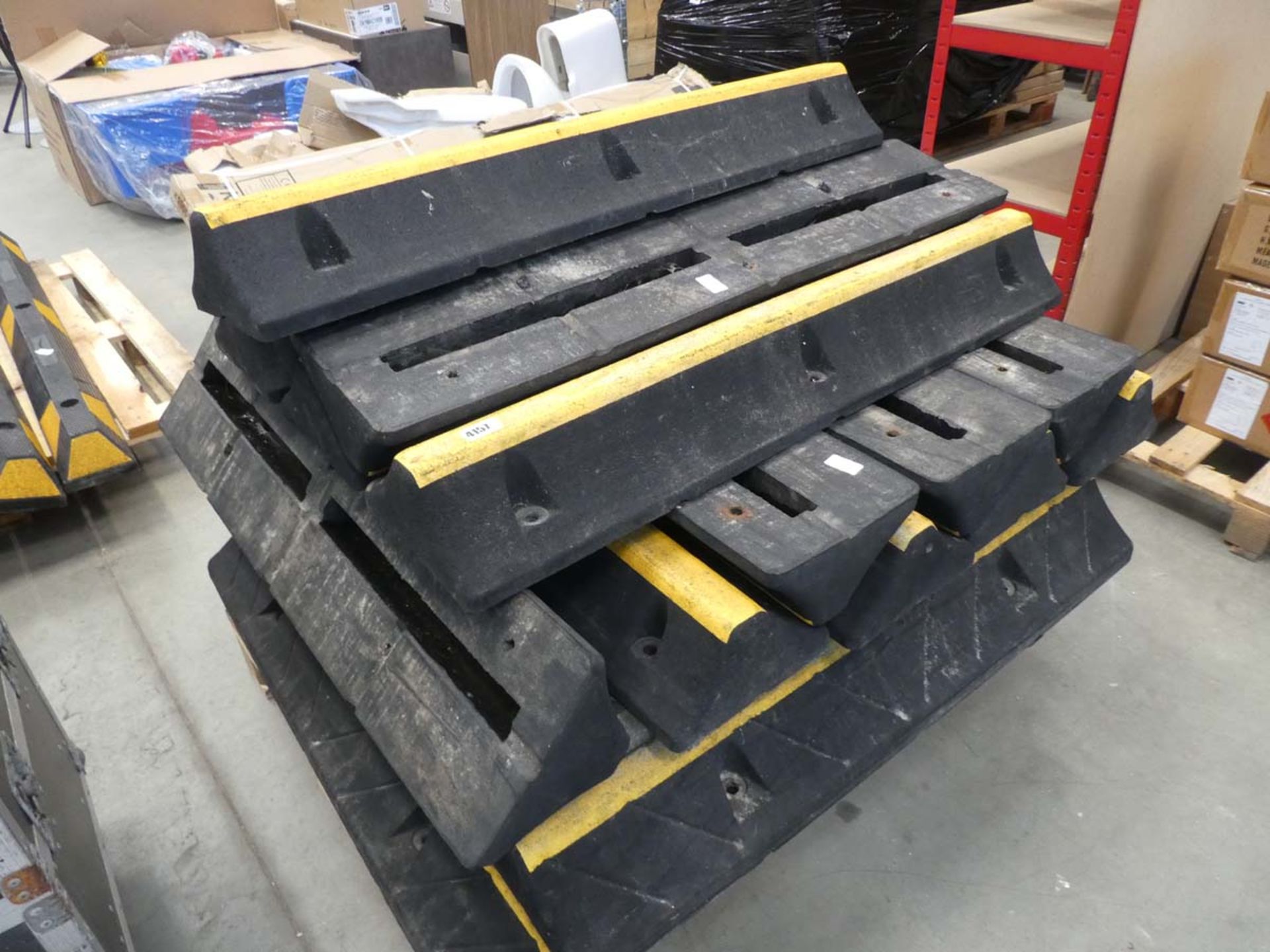 Pallet of rubberised lorry stop ramps