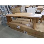 Cantilever natural solid oak long bench, flatpack