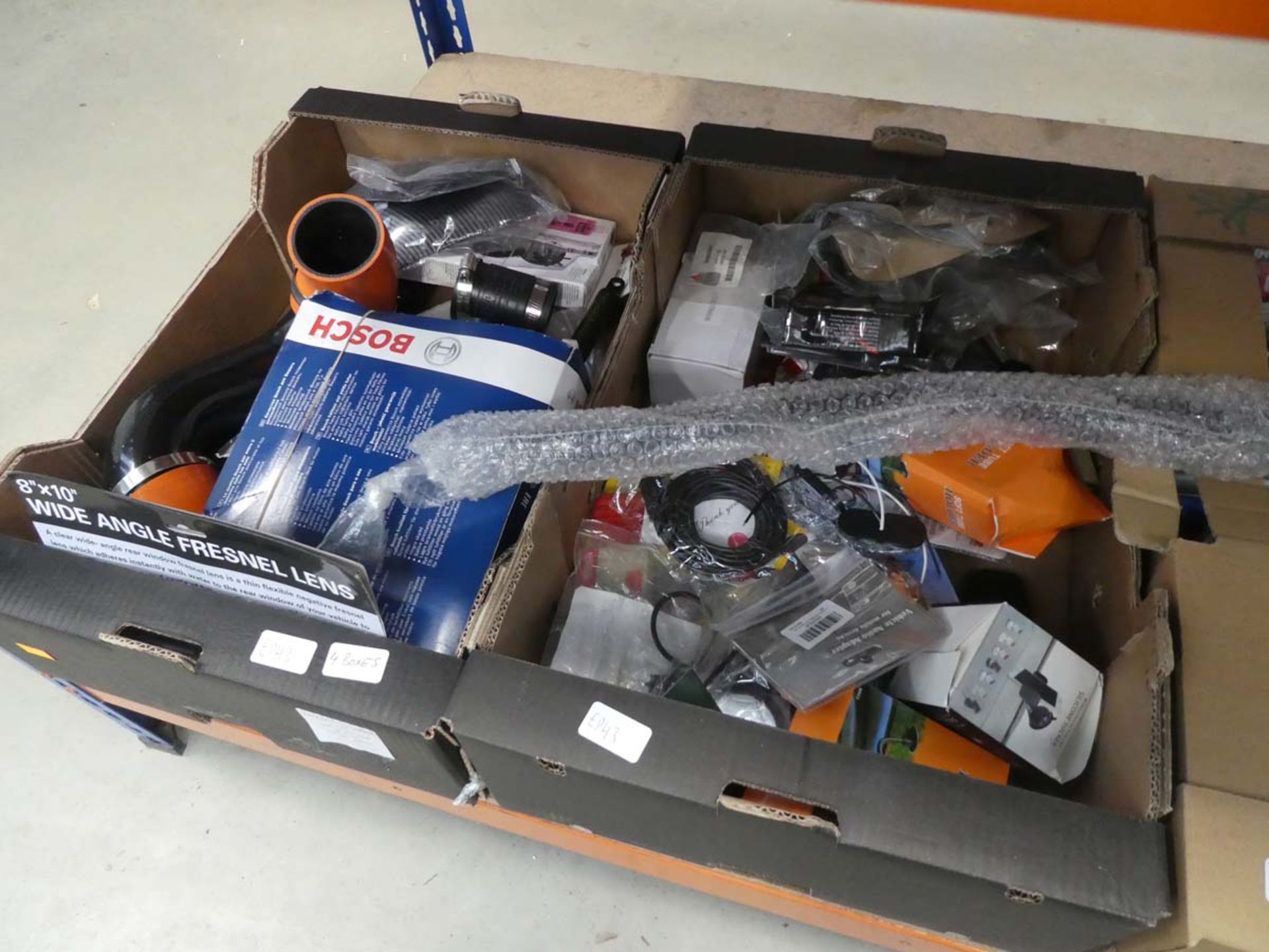 4 boxes of various car parts incl. phone holders, filters, hoses, car chargers, air fresheners, etc. - Image 3 of 3