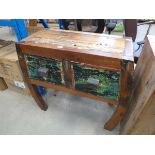 Rustic Mexican style bow legged 2 drawer sidetable