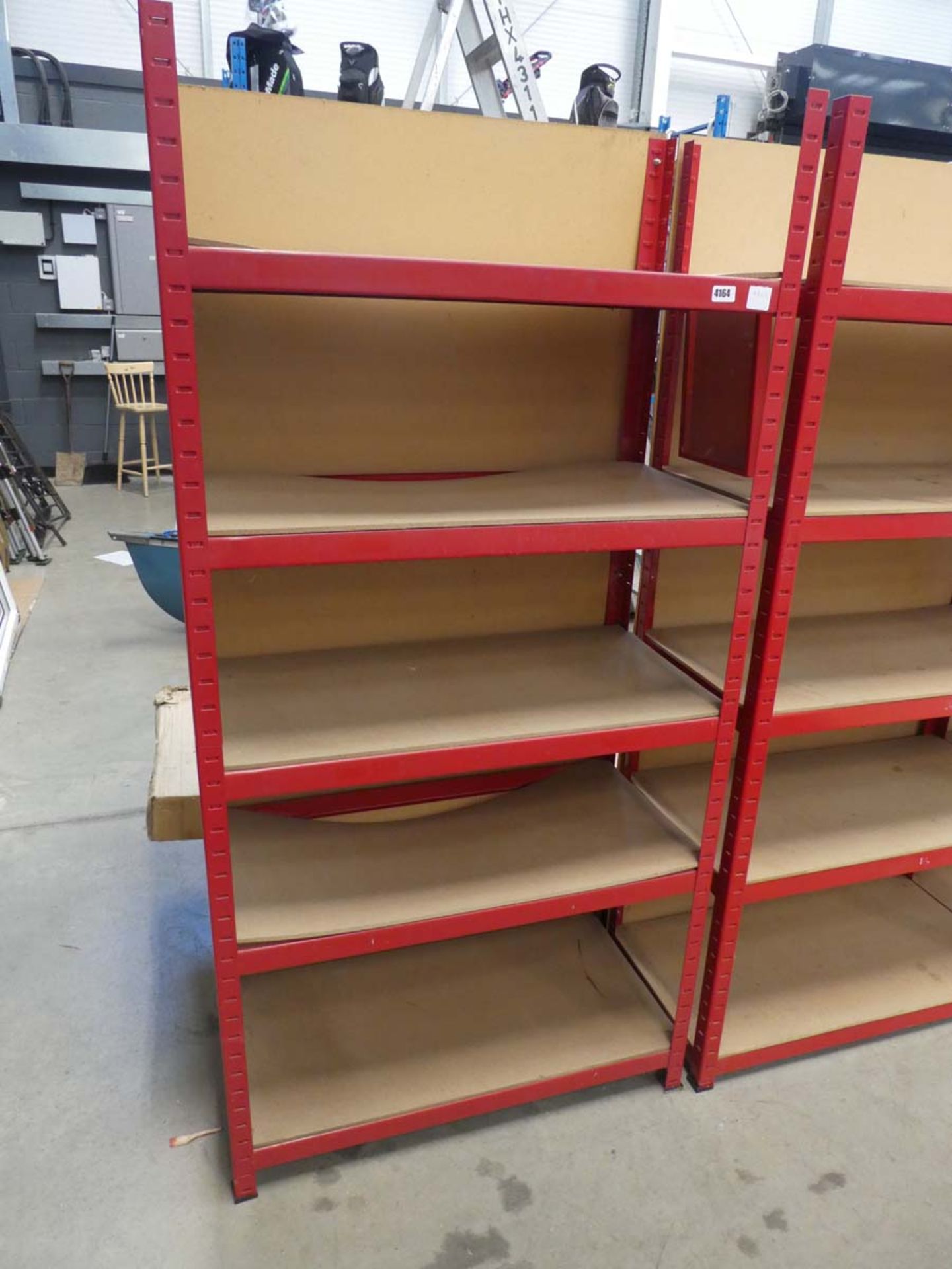 Red metal 5-shelf rack