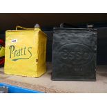 Vintage Esso and vintage Pratts fuel cans