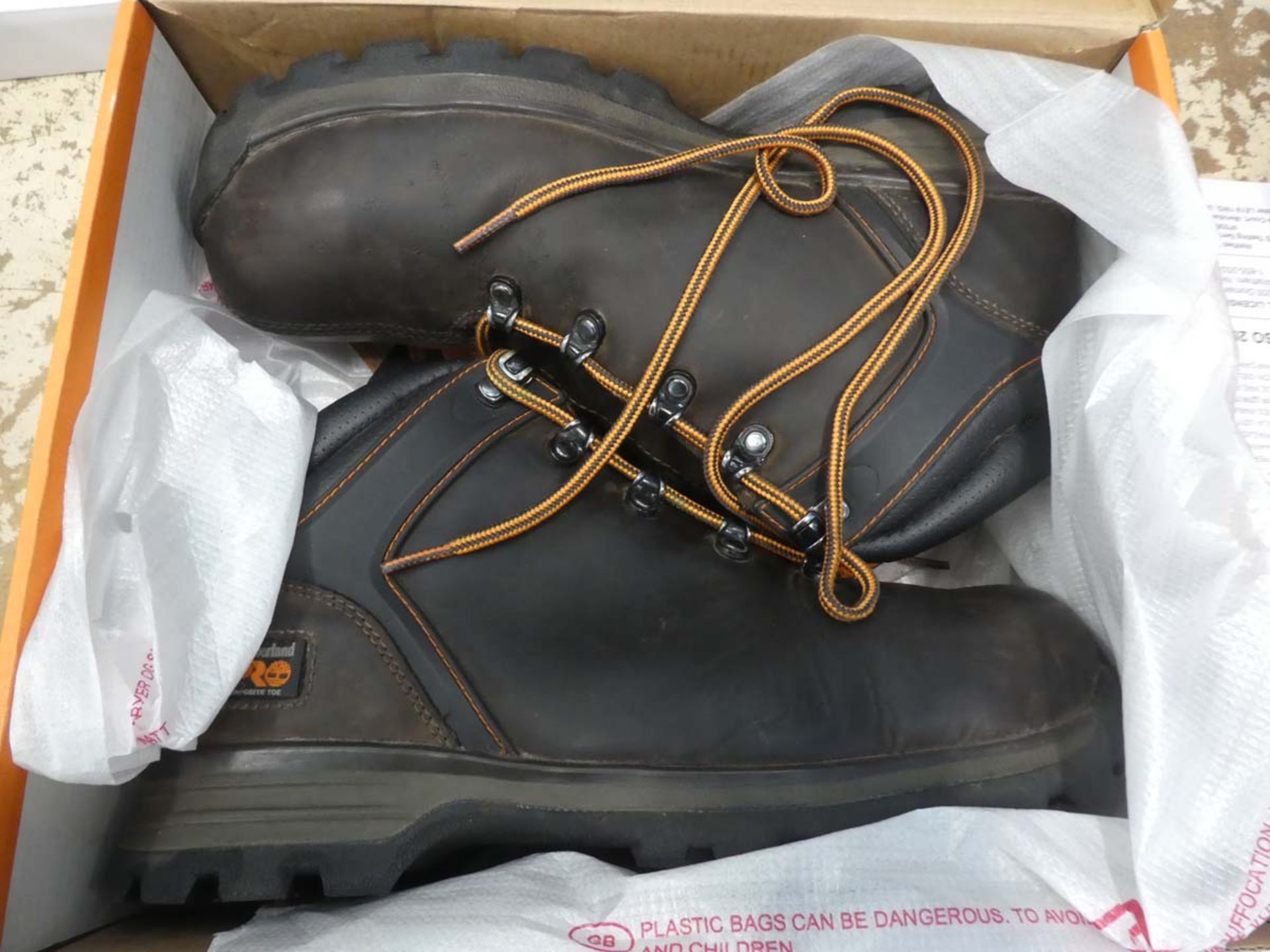 Boxed pair of used Timberland Pro size 8 boots