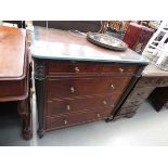 Walnut finished chest of 2 over 3 drawers