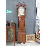 Oak and mahogany long case clock