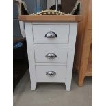 Narrow cream painted chest of three drawers