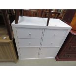 White painted contemporary chest of 4 drawers with cupboard under