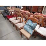5131 - 13 upholstered Victorian balloon back dinning chairs