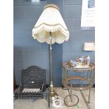 Brass floor lamp with pleated shade