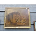 Oil on canvas 2 lions