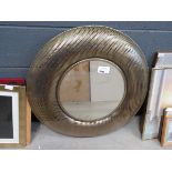 Circular mirror in gilt painted metal frame