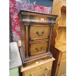 Dark wood 2 drawer bed side cabinet