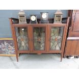 Edwardian glazed 3 door China cabinet with gallery