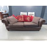 Brown suede effect chesterfields 3 seater sofa