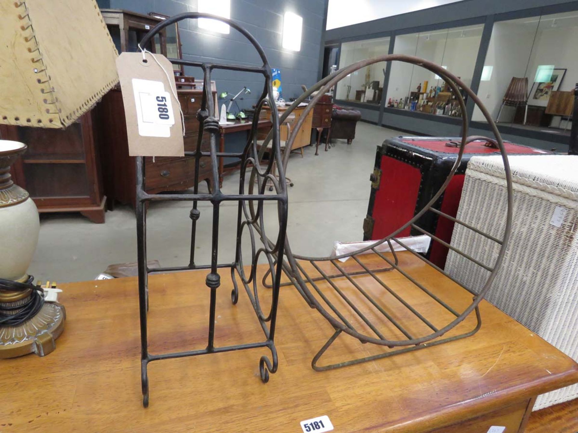 5096 - Wrought iron wine rack and log basket