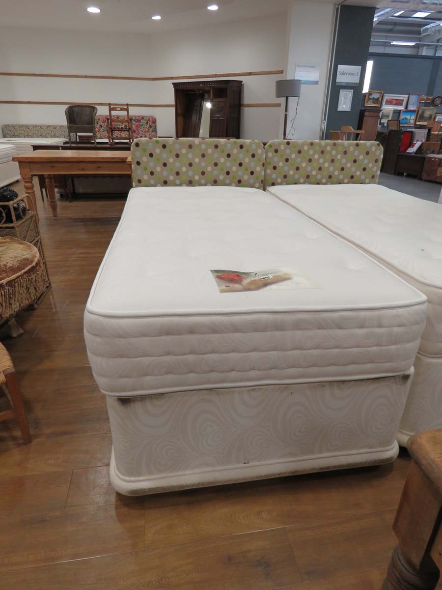 3ft single divan bed with polka dot headboard