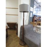 Dark wood standard lamp with grey shade