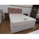 5ft double bed on divan base with floral decorated headboard