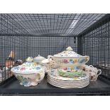 Cage containing Masons and other crockery