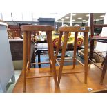Pair of stained beech laboratory stools
