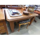 Edwardian oak wind out dining table