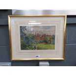 Framed and glazed water colour of a country house