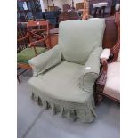 Green fabric Howard style armchair