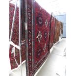 (6) Indian carpet with red background