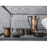 Cage containing Portmeirion phoenix patterned coffee service