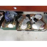 3 Boxes containing Indian treen and other crockery