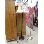 Turned beech floor lamp with floral shade