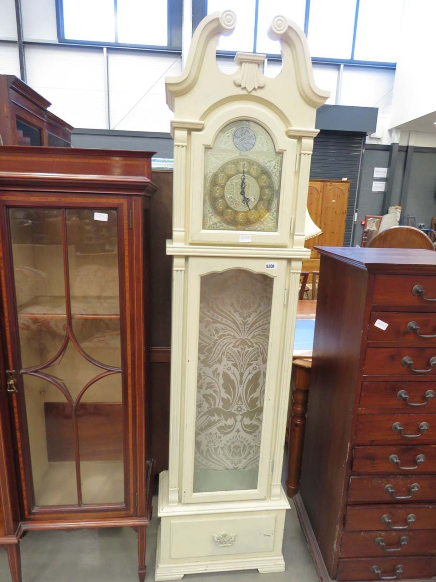 Converted cream painted grandfather clock case