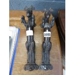 Pair of metal ram shaped door handles