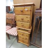 PAir of pine 3 drawer bed side cabinets