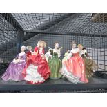 Cage containing collection of Royal Doulton lady figures