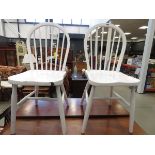 Pair of painted stick back chairs