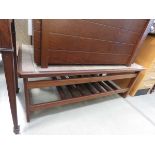 Teak tile topped coffee table