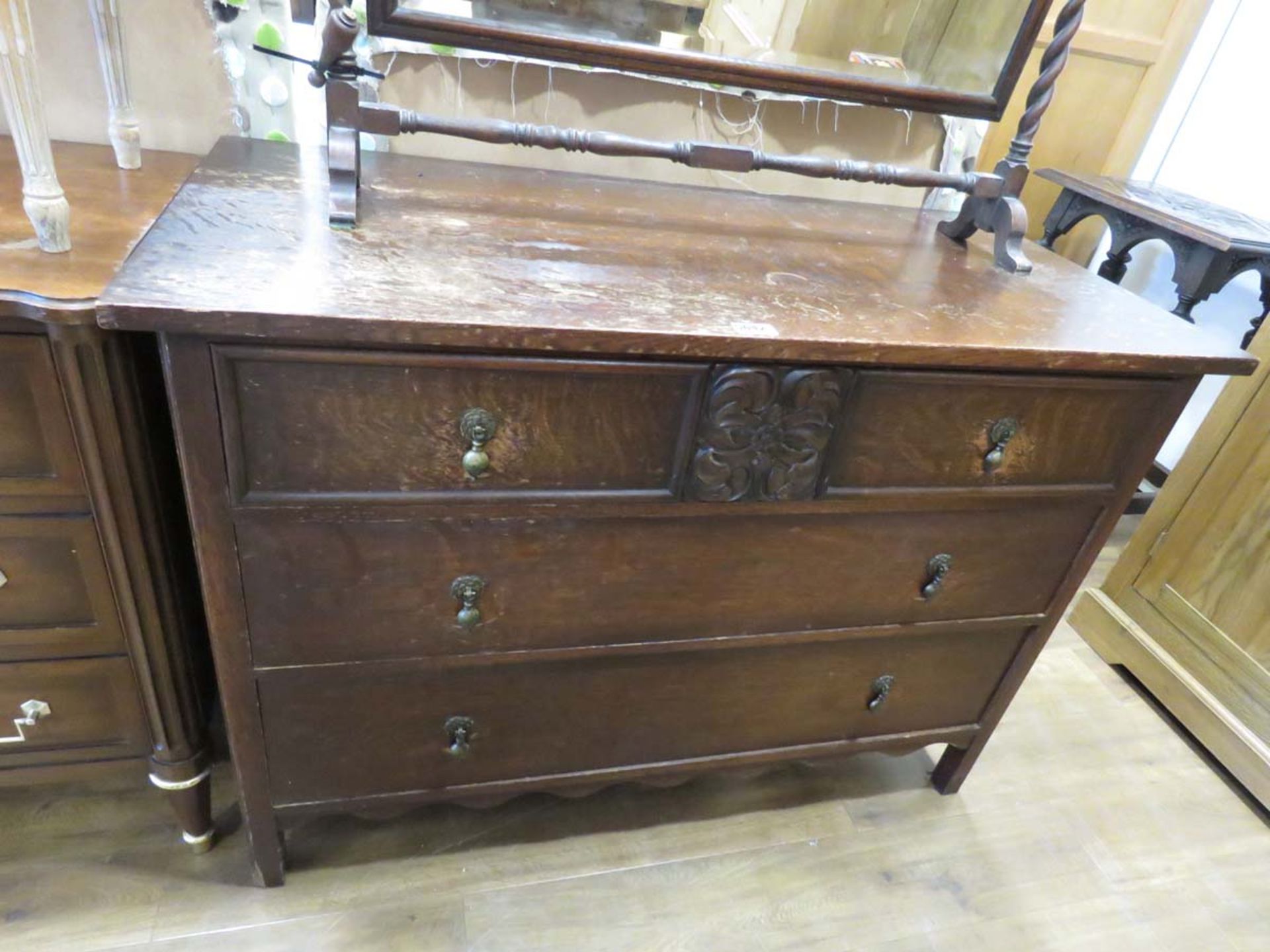 Dark wood 2 over 2 chest of drawers