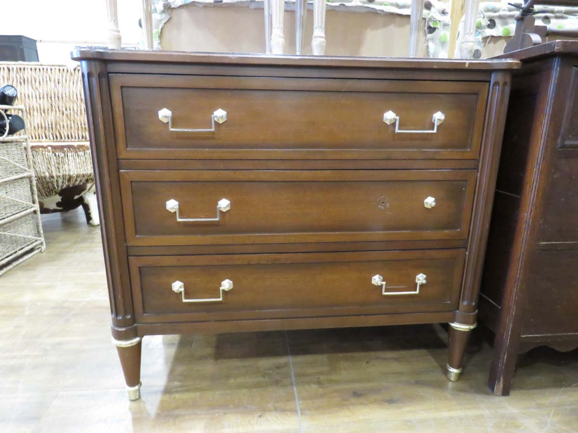 Dark wood 3 drawer chest of drawers