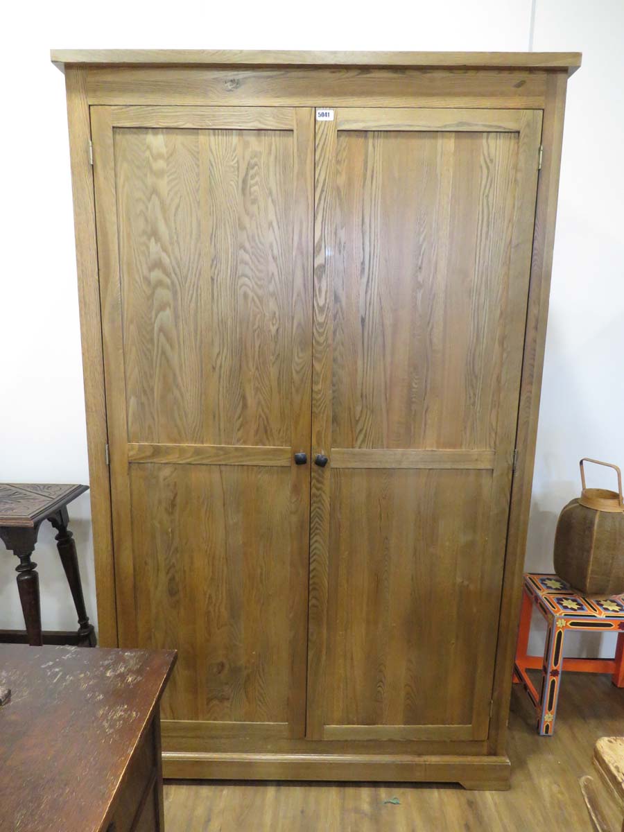 Dark stained pine 2 door wardrobe