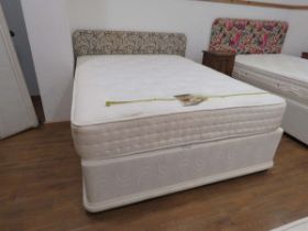 5ft double bed on divan base mattress with floral headboard