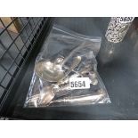 Bag containing loose silver cutlery plus 3 cake forks with silver handles
