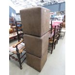 3 brown suede effect stools