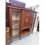 Glazed Edwardian display cabinet with central cupboard and shelf under