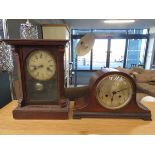 Two oak cased mantel clocks