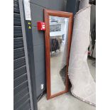 Narrow mirror in pine frame