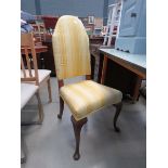 Yellow striped fabric high back chair